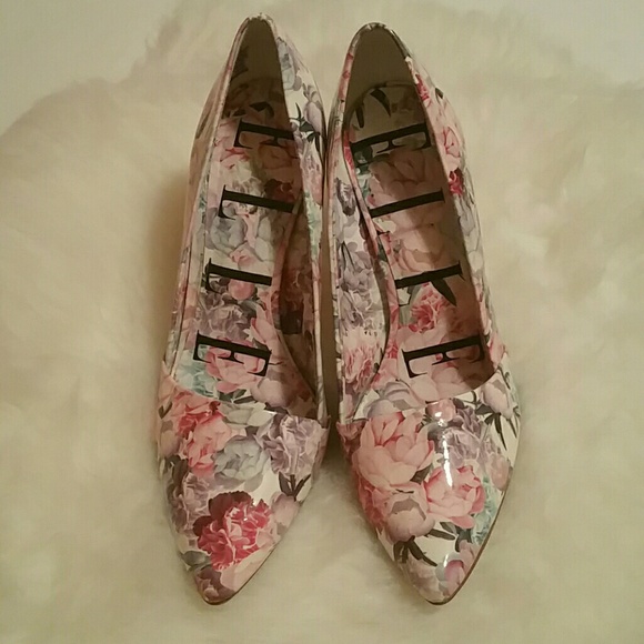 ELLE Pink & White Floral Pointed Toe Heels