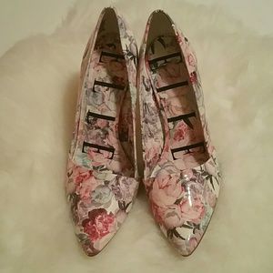 ELLE Pink & White Floral Pointed Toe Heels