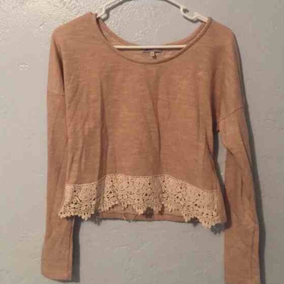 Beige long sleeve crop top - Picture 1 of 2