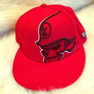 Red & Black Metal Mulisha Hat. 7 3/8