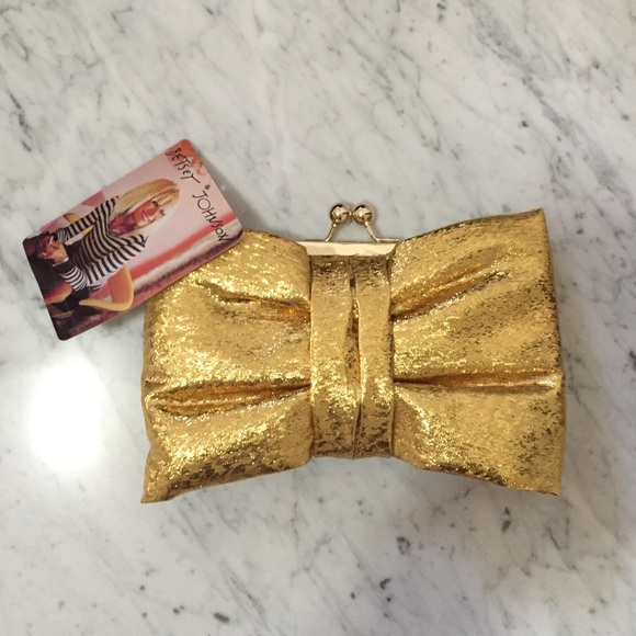 NWT Betsey Johnson gold clutch
