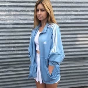 adidas track jacket light blue