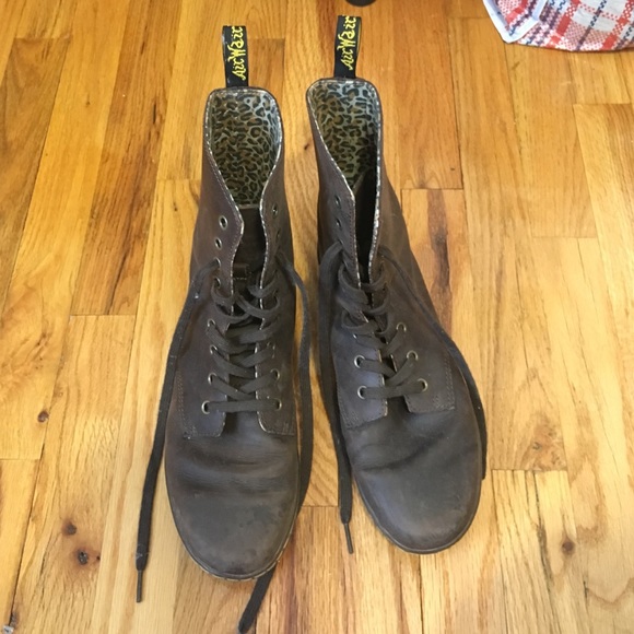 Brown Dr. Martens with Cheetah Print Inside