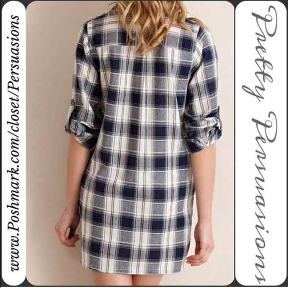SOLD 🌻NWT Navy Plaid Knot Front Tunic Mini Dress - Picture 4 of 4