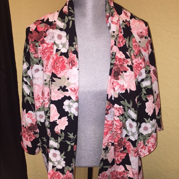 Floral Pink and Black coverup