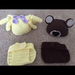Crochet goldilocks and a bear