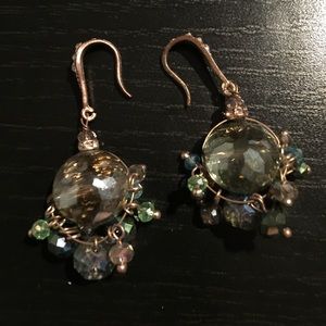 C.a.k.e by Ali Khan Blue/Green dangle earrings