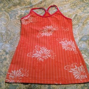 Orange flower power Y tank