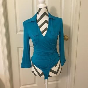 Bebe turquoise body suit-small