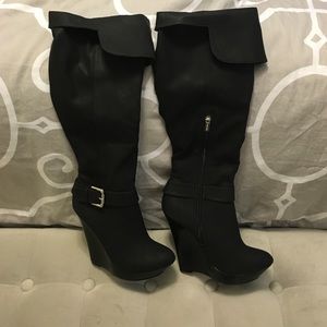 Colin Stuart knee high wedge boots