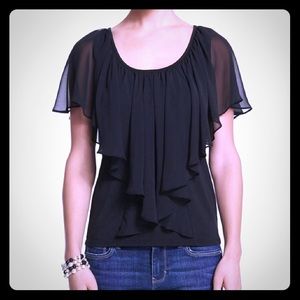 Black chiffon ruffle top