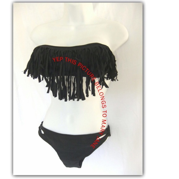 COMPARE YOUR MEASUREMENTS Other - ✳️SALE ✳️ Black fringe bikini med