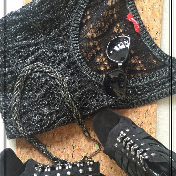 dorothee bis black metallic sweater vest