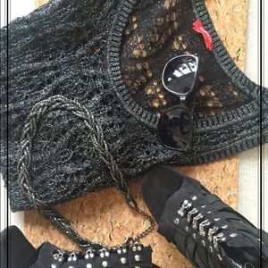 dorothee bis black metallic sweater vest