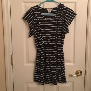 Black, and white striped dress