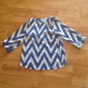 Blue and white chevron blouse