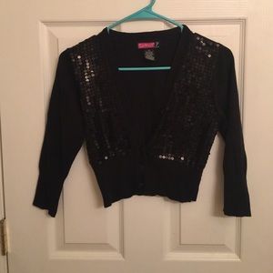 Black sequined half sweater