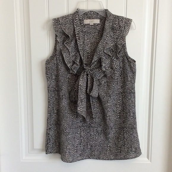 Loft snake print ruffle neck and tie blouse, XS, S - Picture 1 of 3