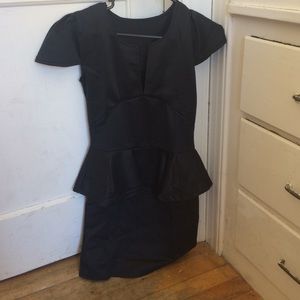 Black Peplum Dress with Cap Sleeves