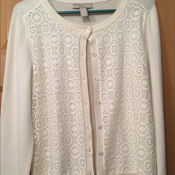 Banana Republic cream lace cardigan