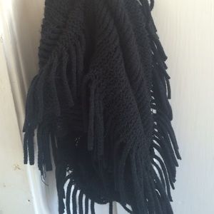 Black Fringe Circle Scarf
