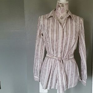 Belted button down long sleeve