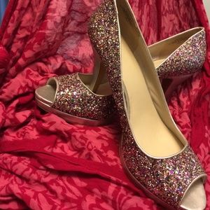 Super fun Glitter peep toe heels!