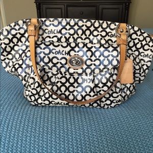 Black and cream coach purse