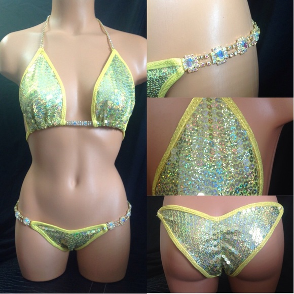 rhinestone sequin competition fitness bikini