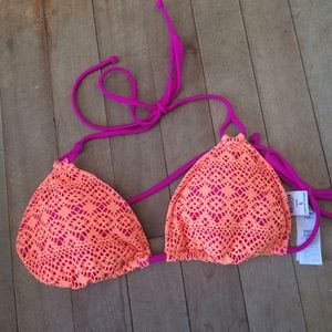 Coral and Pink Hollister Bikini Top