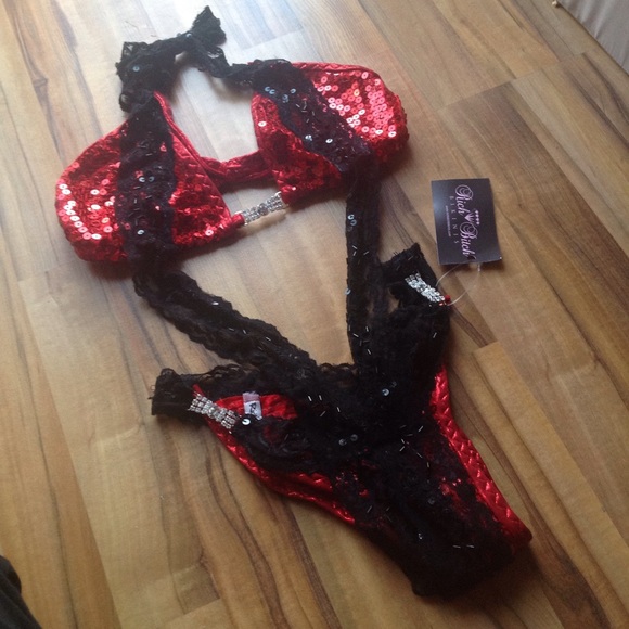 Fancy two piece connected sequin bikini,