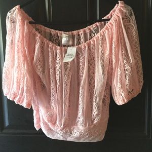 Pink lace crop top