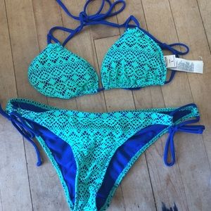 ONLY bikini top. Hollister green and blue.