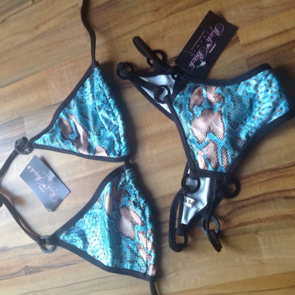 Blue snake print bikini