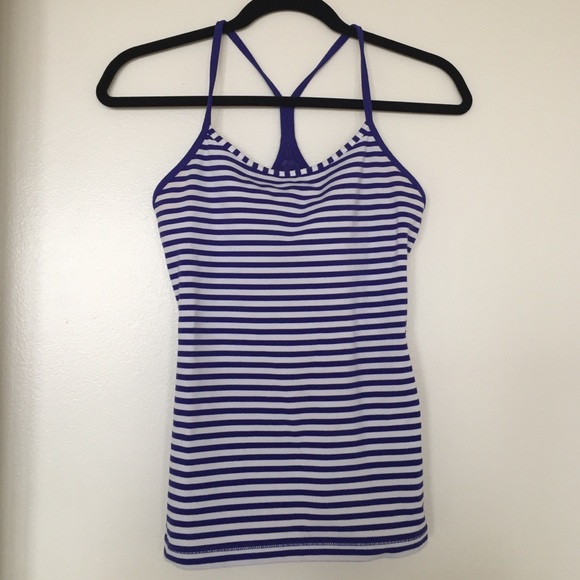 lululemon athletica Tops - Power Y tank in royal blue & white stripes