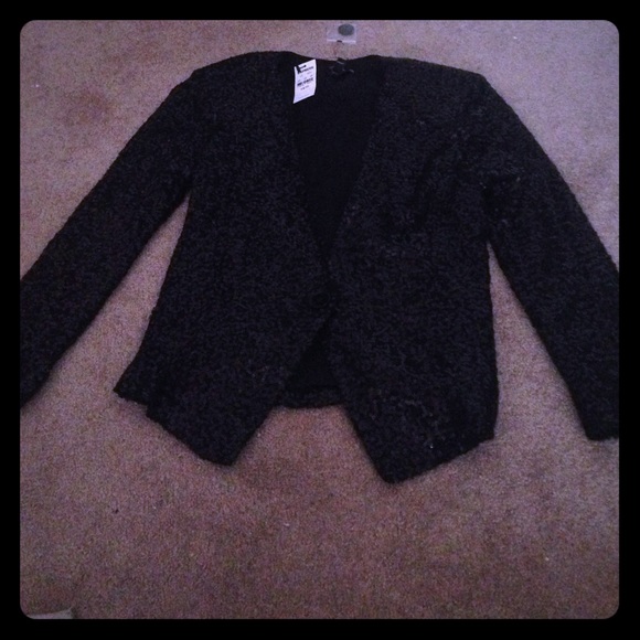 Express collarless sequin jacket