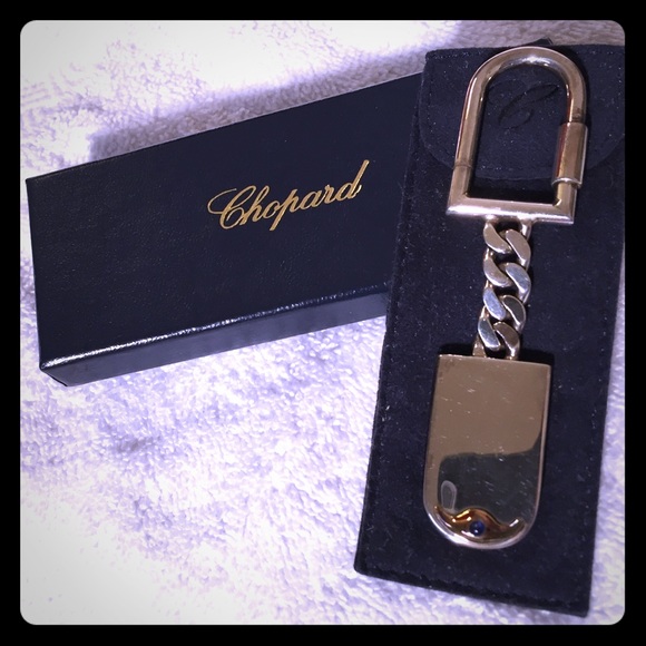 Chopard Key Chain, Solid Silver/18k & Safire - Picture 1 of 4