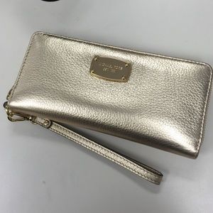 Michael Kors Gold shimmer wallet clutch wrislet