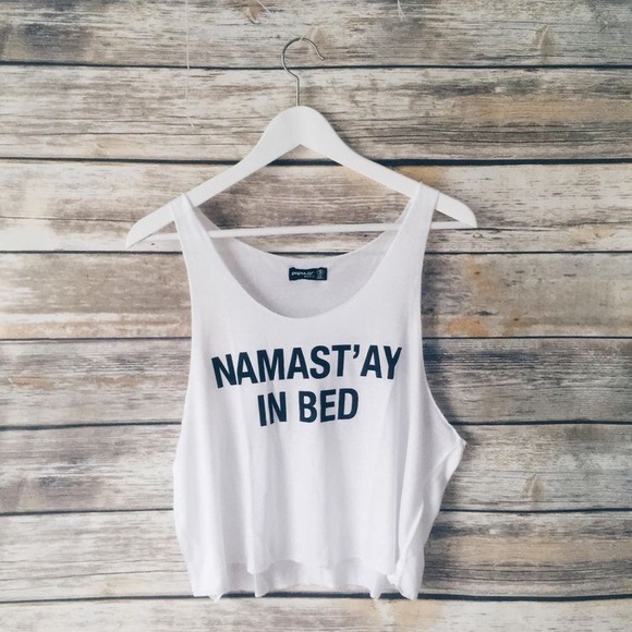 LAST S&L✨Host Pick✨"Namast'ay in bed" Crop Top - Picture 2 of 3