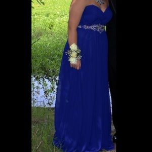 Strapless Royal blue prom dress