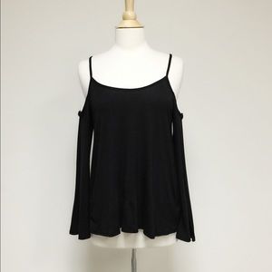 Black cold shoulder boho top
