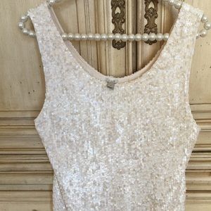 J. CREW CREAM SEQUIN TOP