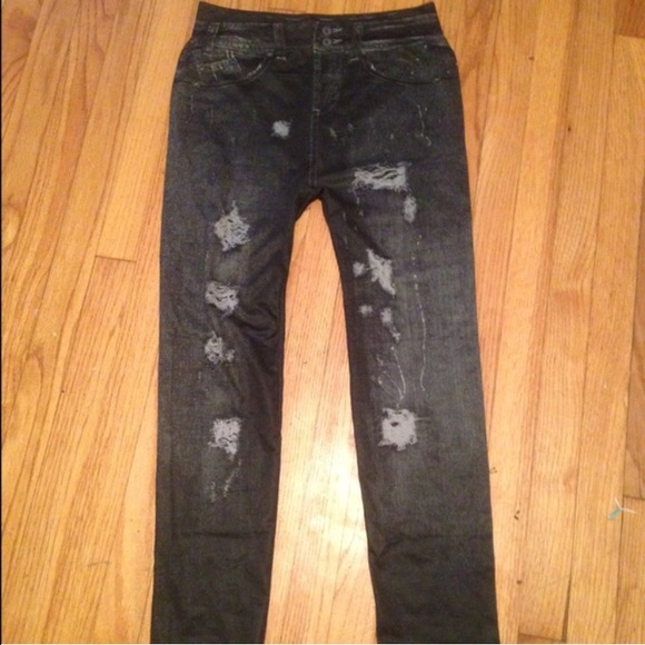 Smooth faux denim leggings