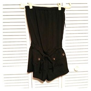 Black Strapless Romper