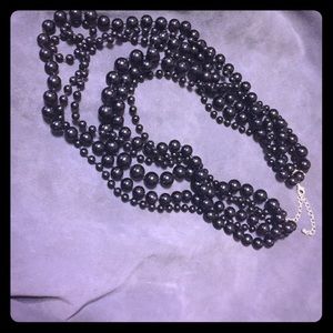 Black Beaded Layered Necklace