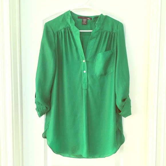 Silky green button-down tunic