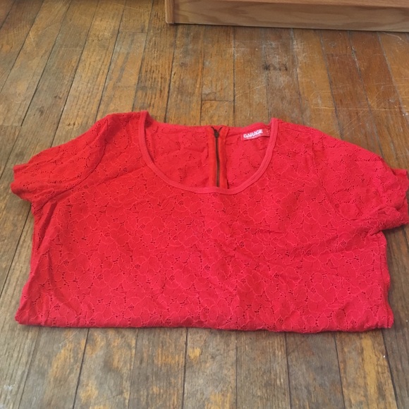 Red floral patterned blouse