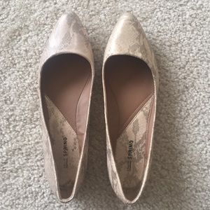 Nude + Gold Metallic Flats
