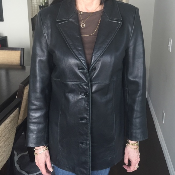 Valerie Stevens black leather jacket size Medium