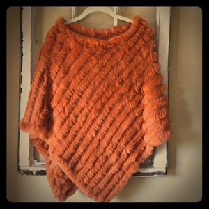 Orange Rabbit Fur Poncho from Wilsons Leather